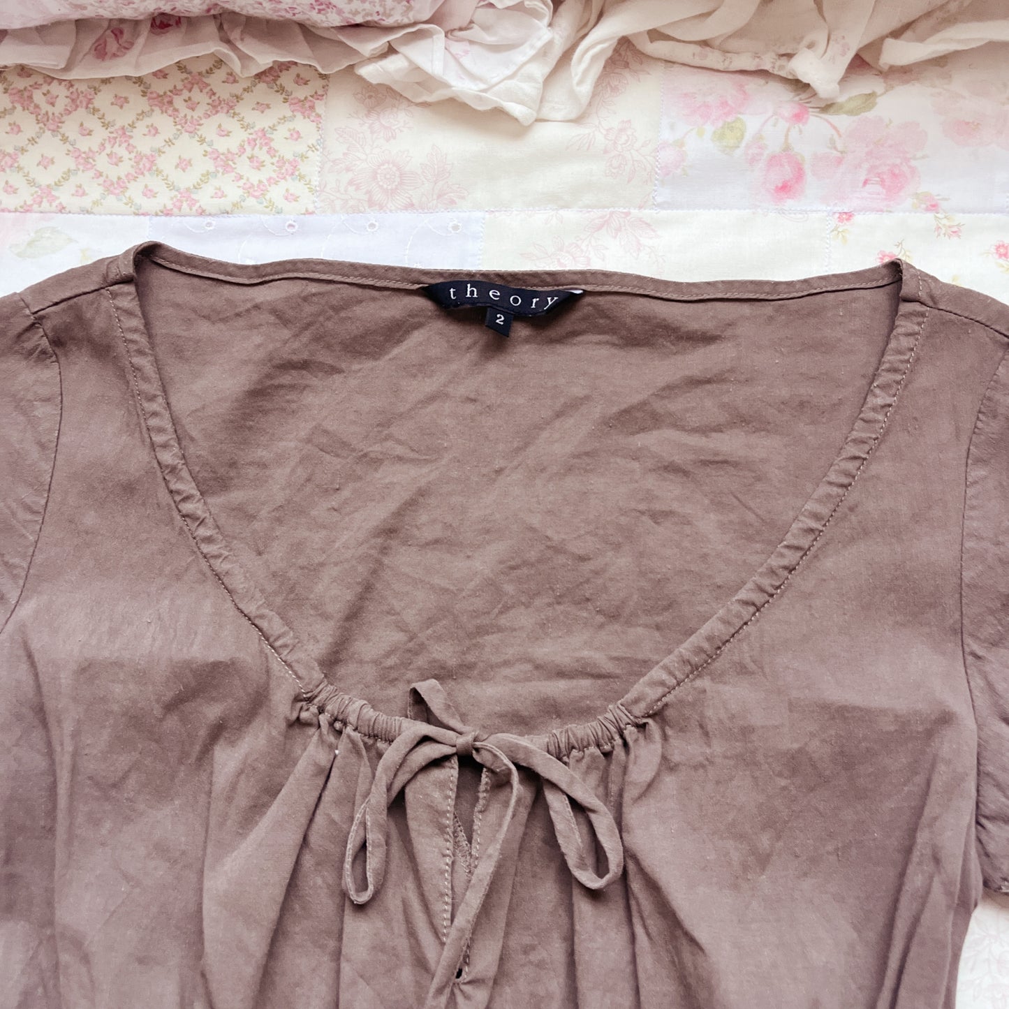 brown scoop neck milkmaid top