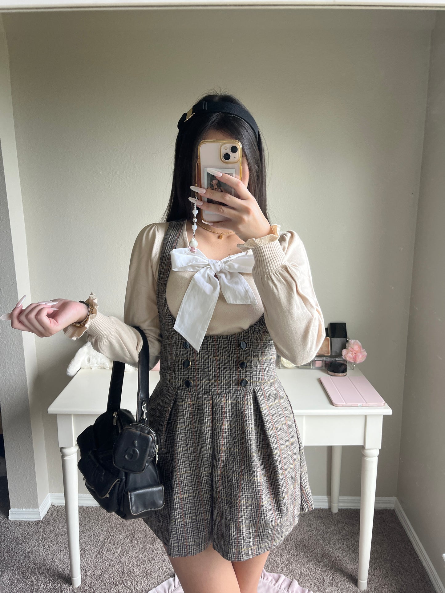 brown tweedy jumper skirt