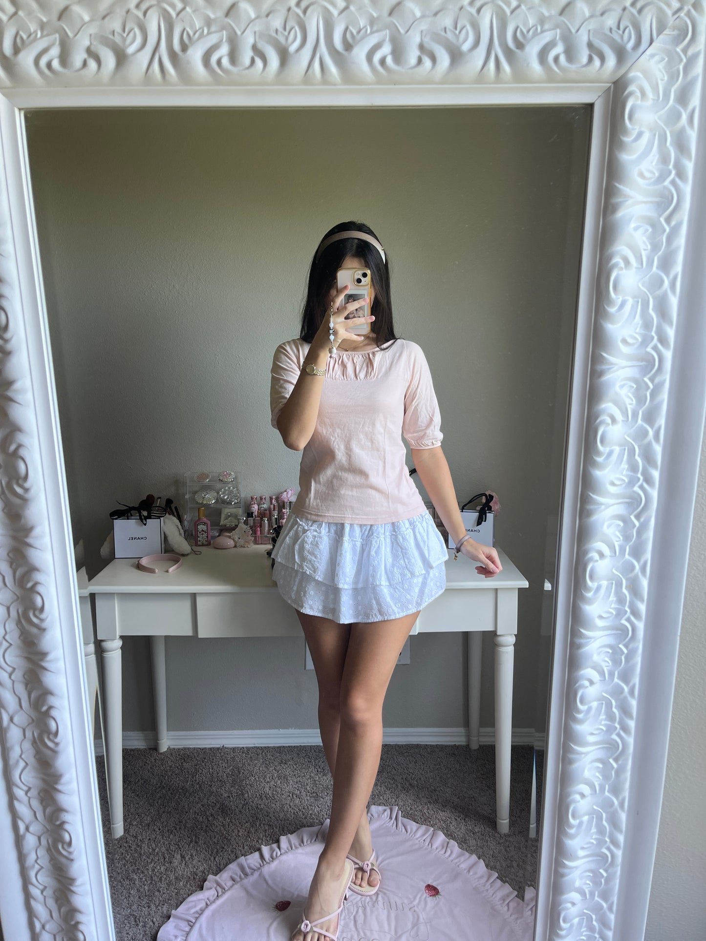 blush pink scoop neck top