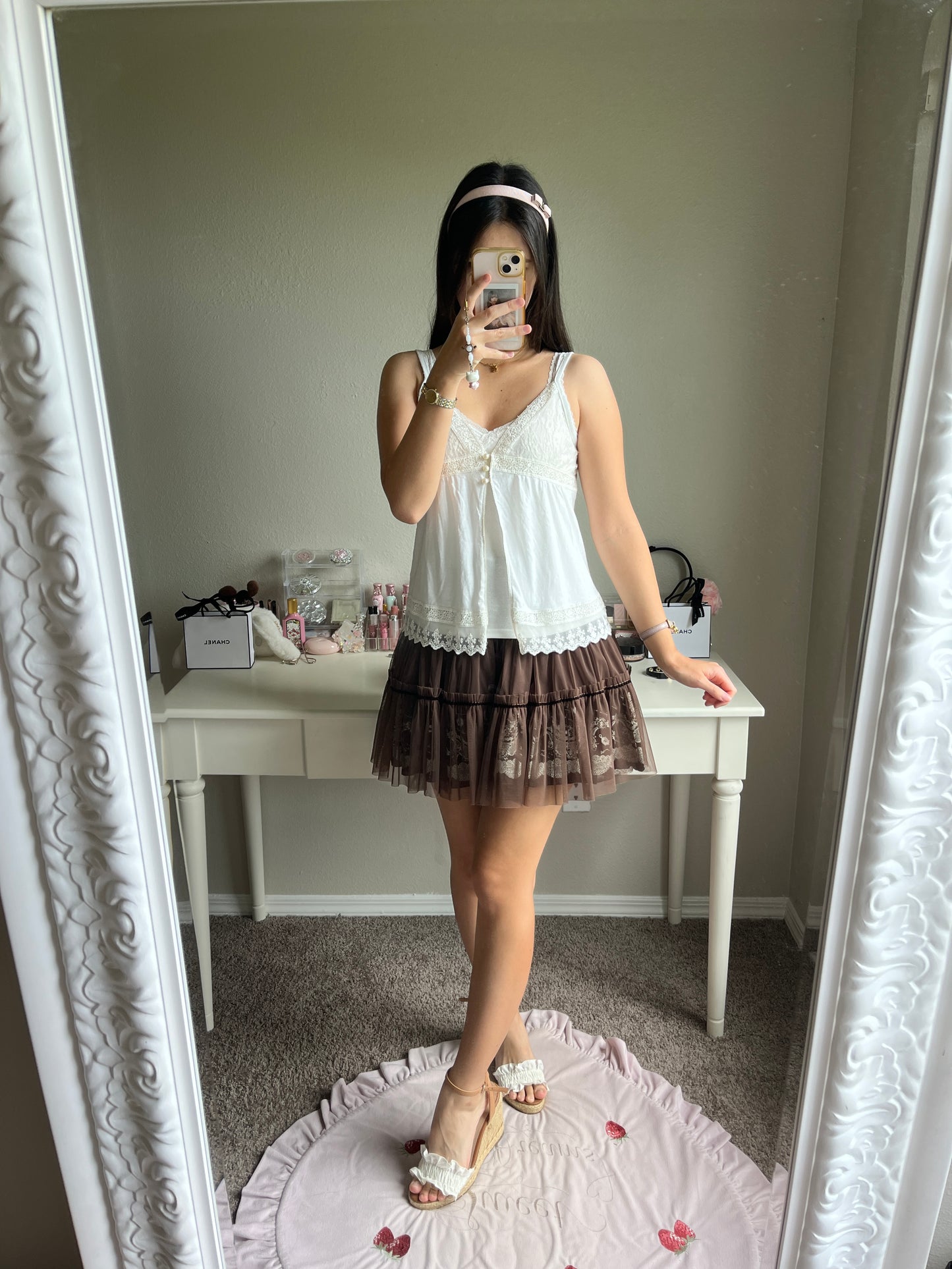 white open lace accent camisole