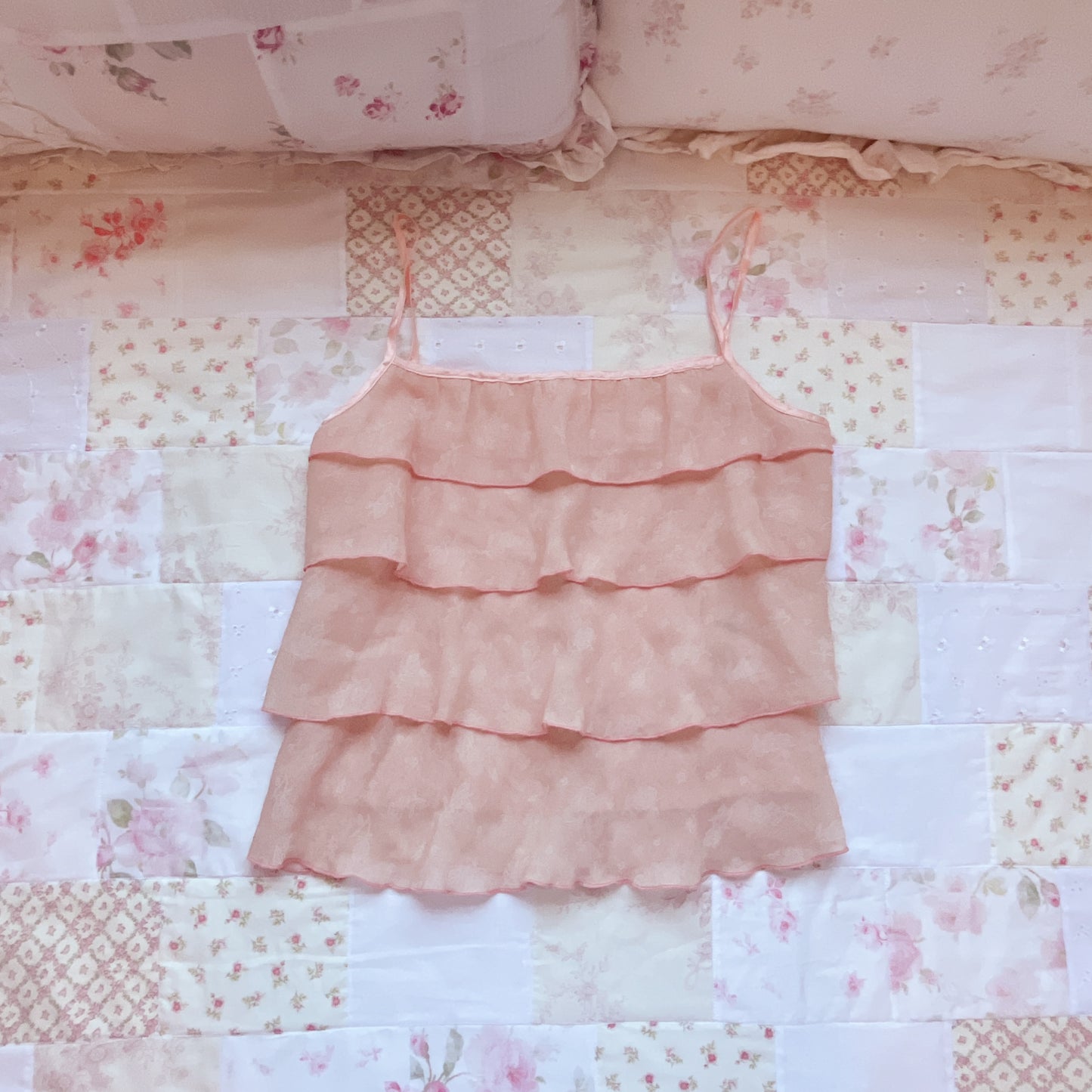 salmon pink tiered cami