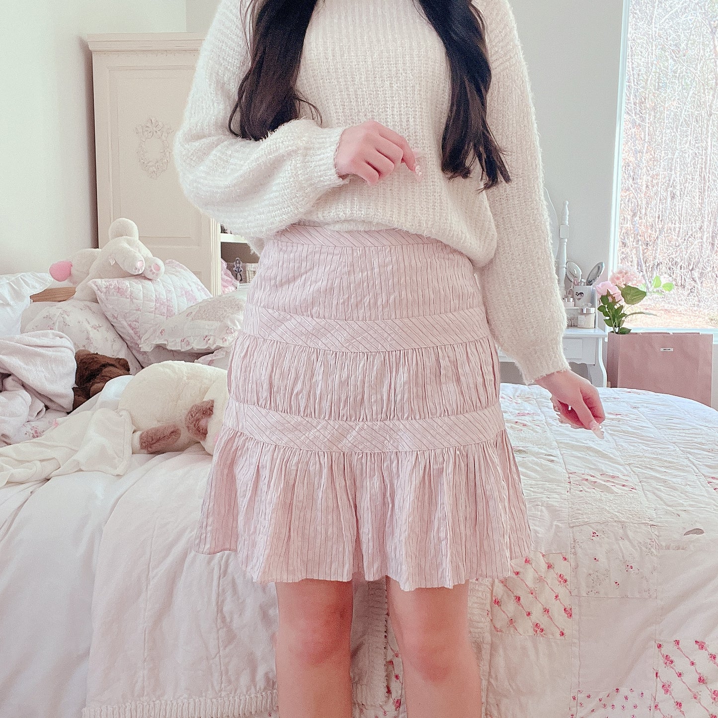 emily temple cute pink midi skirt