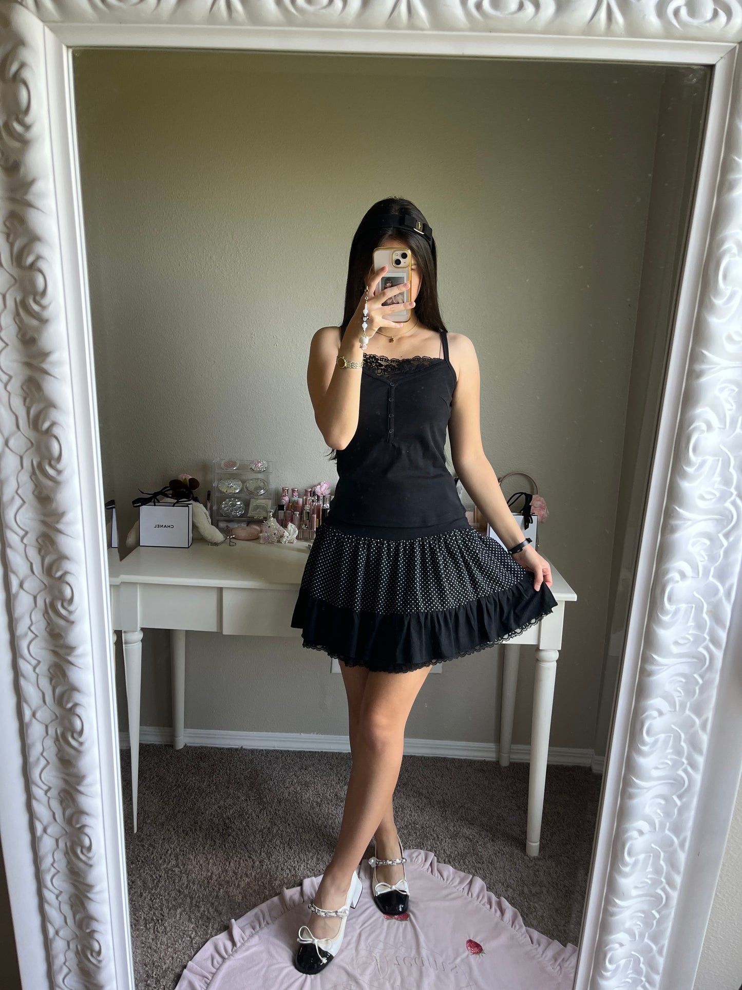 black lace trim camisole