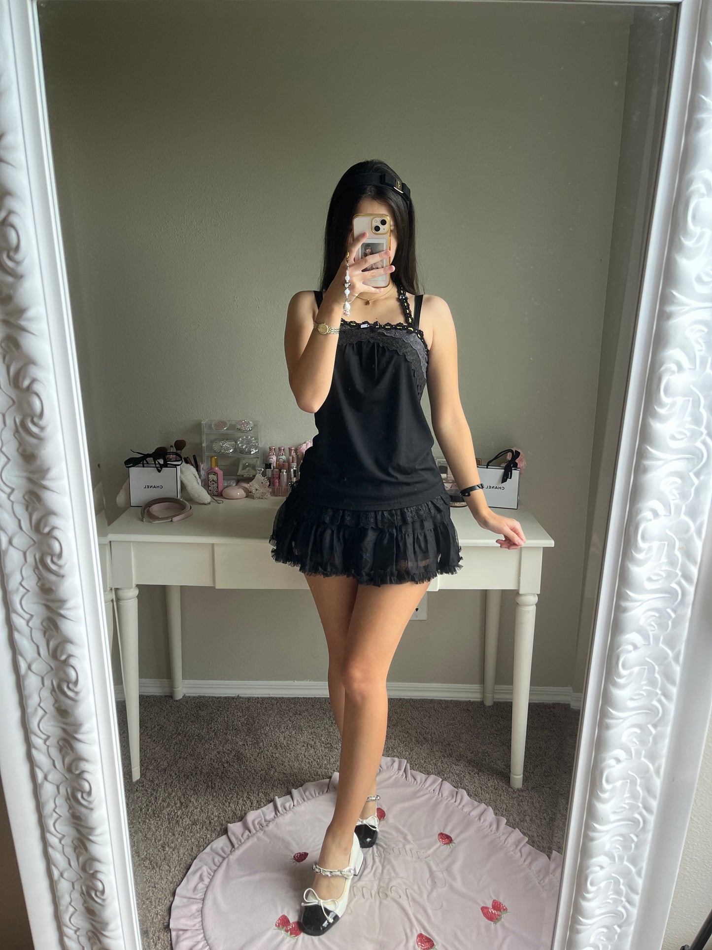 black gothic halter neck camisole