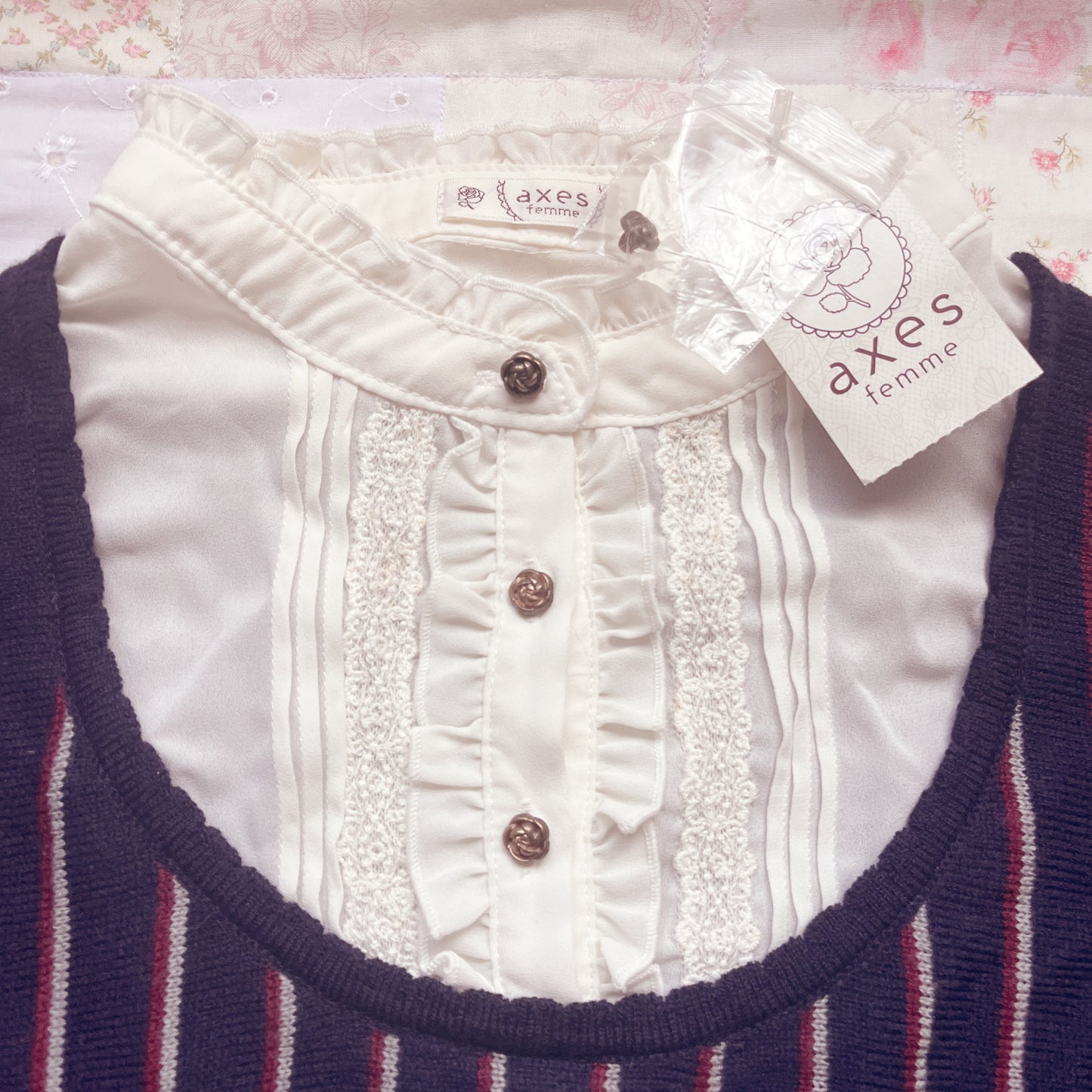axes femme navy striped knit
