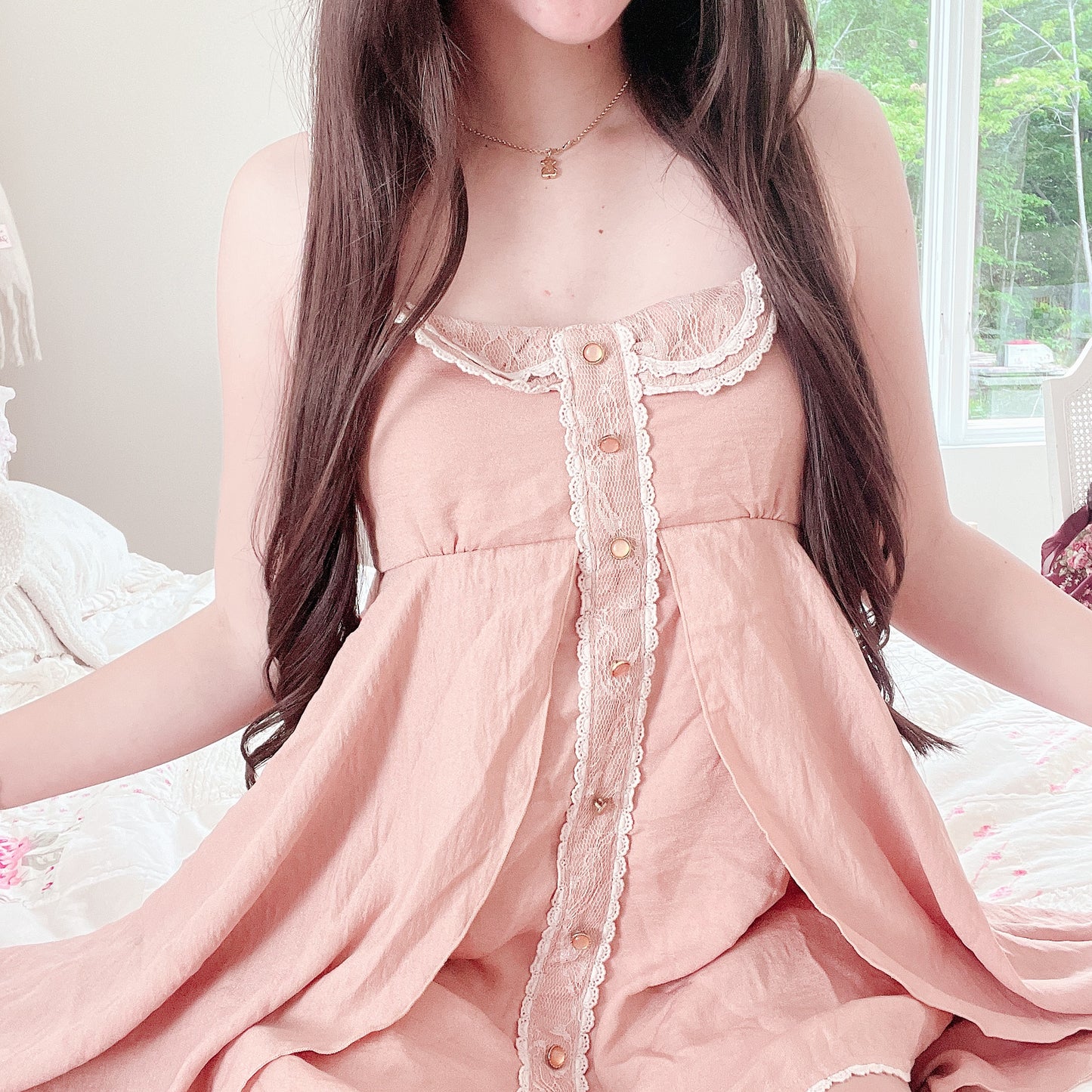 burnt orange flowy hi-low mini dress