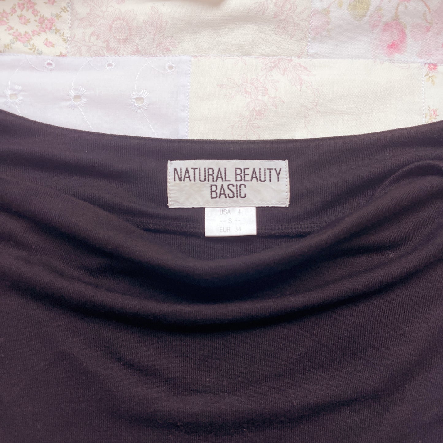 black draped neck top