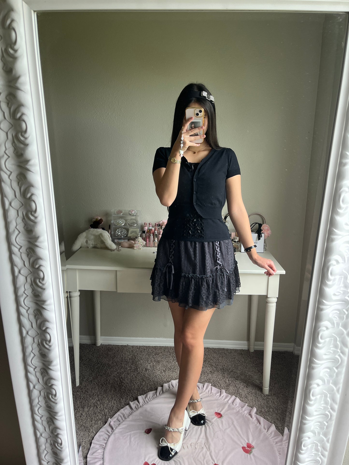 gray lace up cami dress