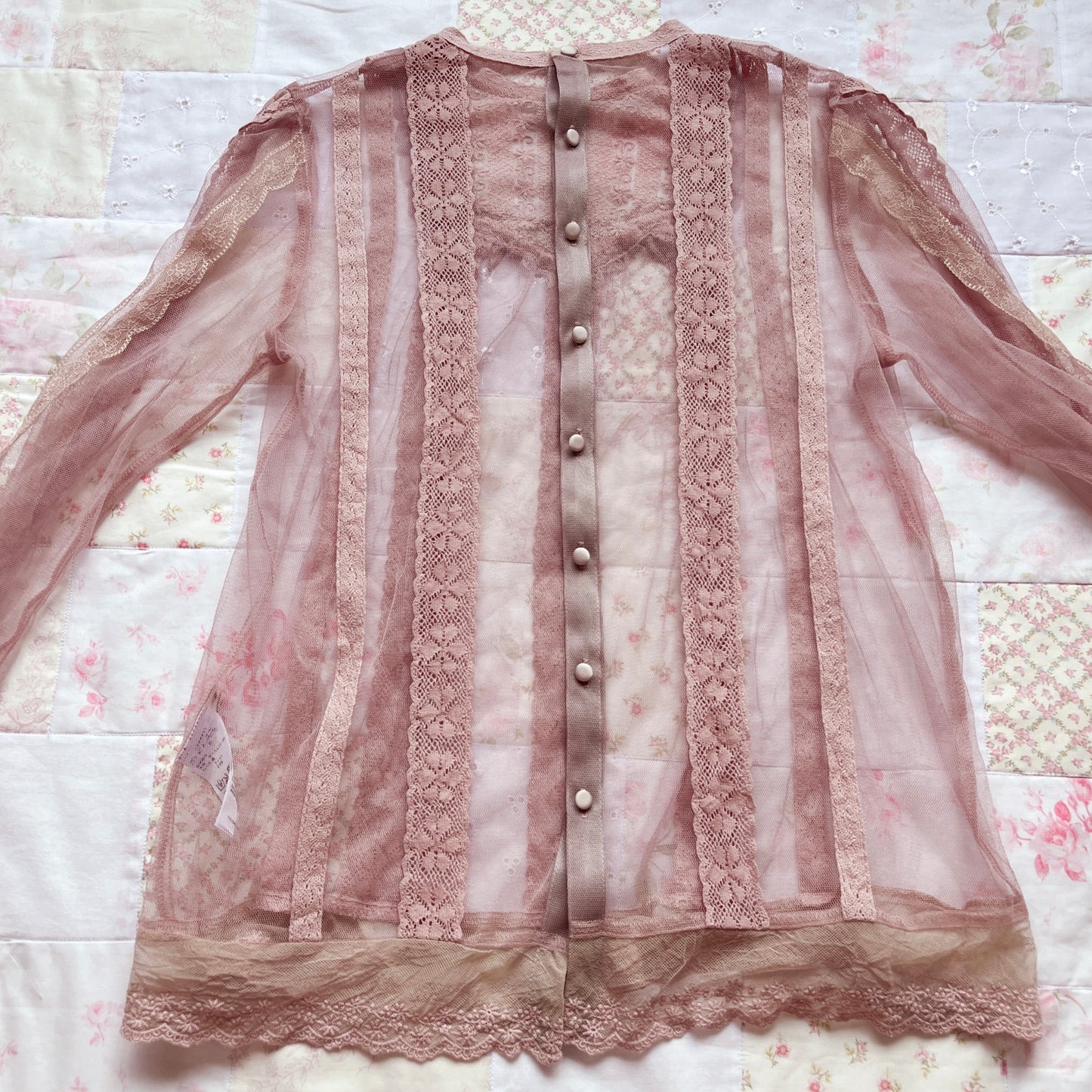 dusty pink sheer tulle blouse