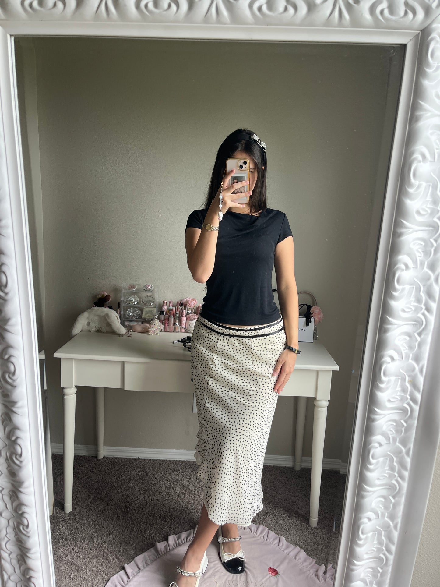 black draped neck top