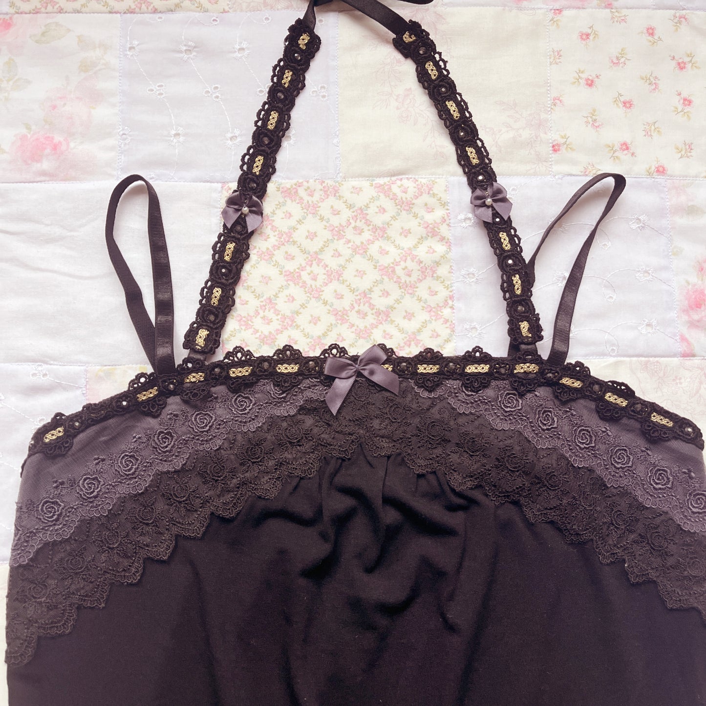 black gothic halter neck camisole