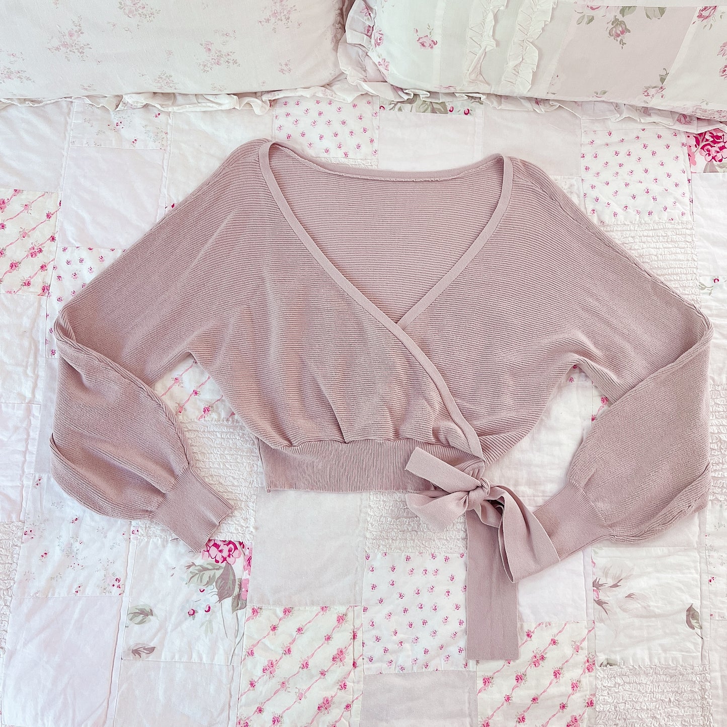 dusty pink wrap style cardigan