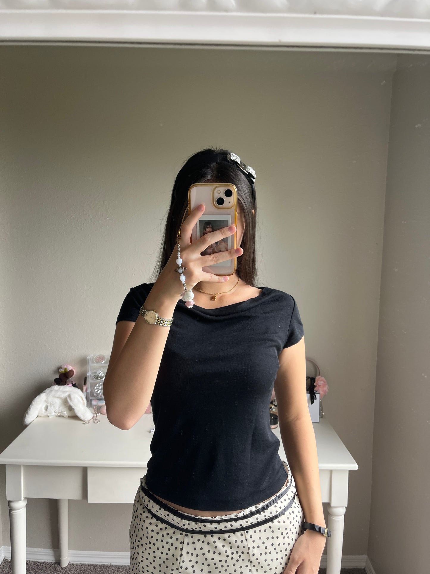 black draped neck top