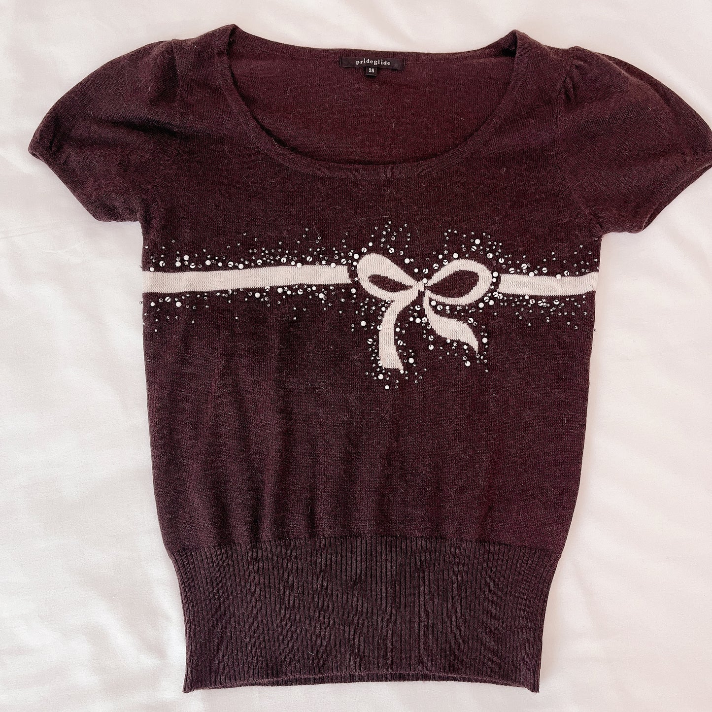 soft ribbon accent brown knit
