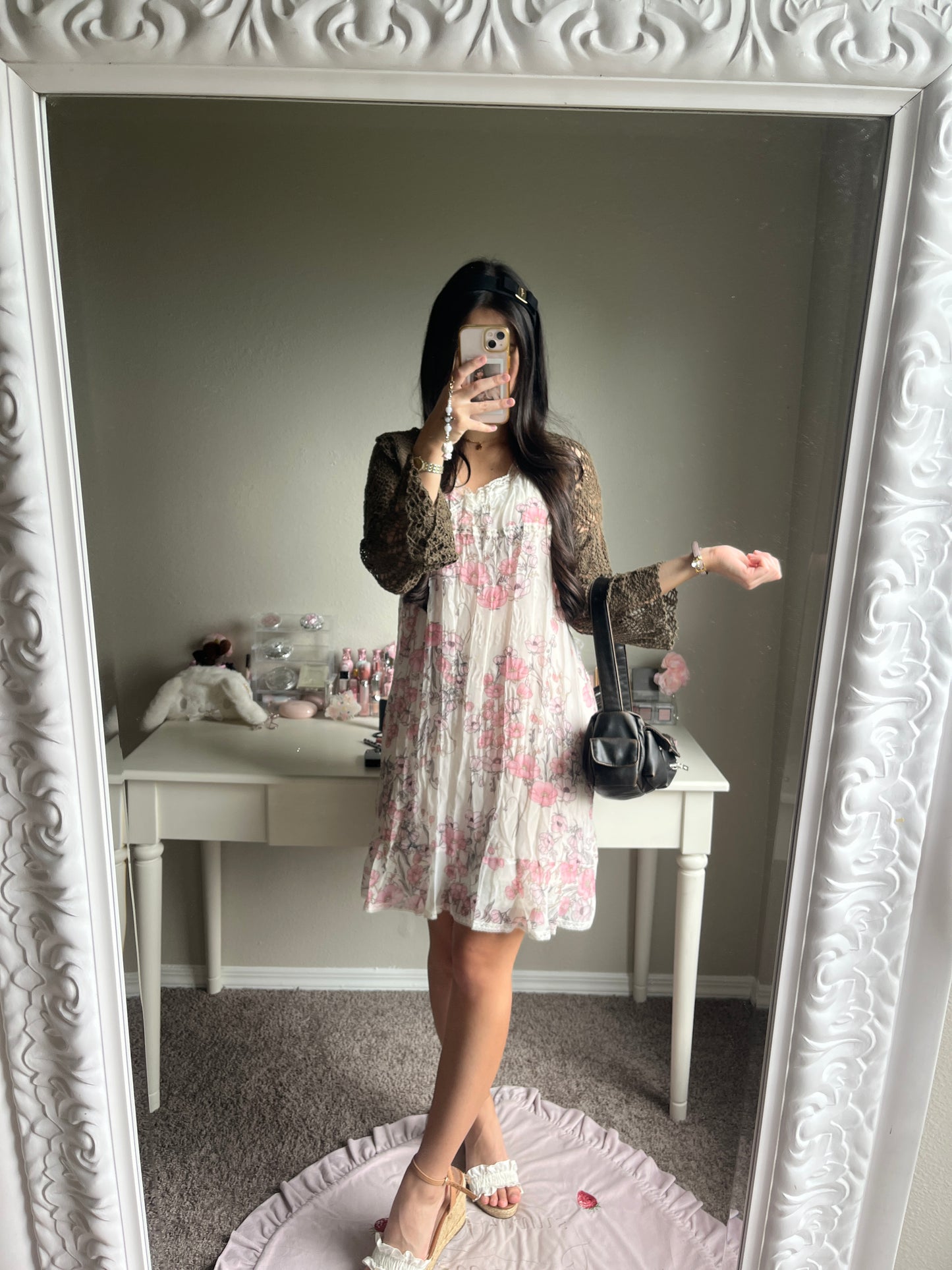 pink floral two piece dress set
