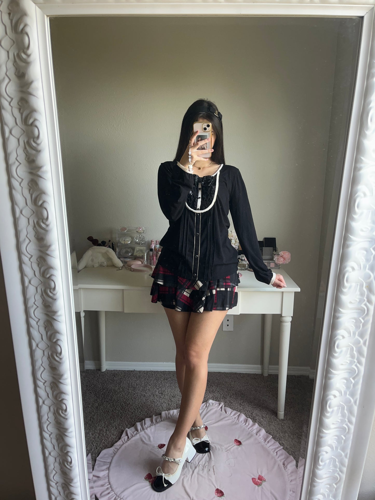 red plaid jersey skirt