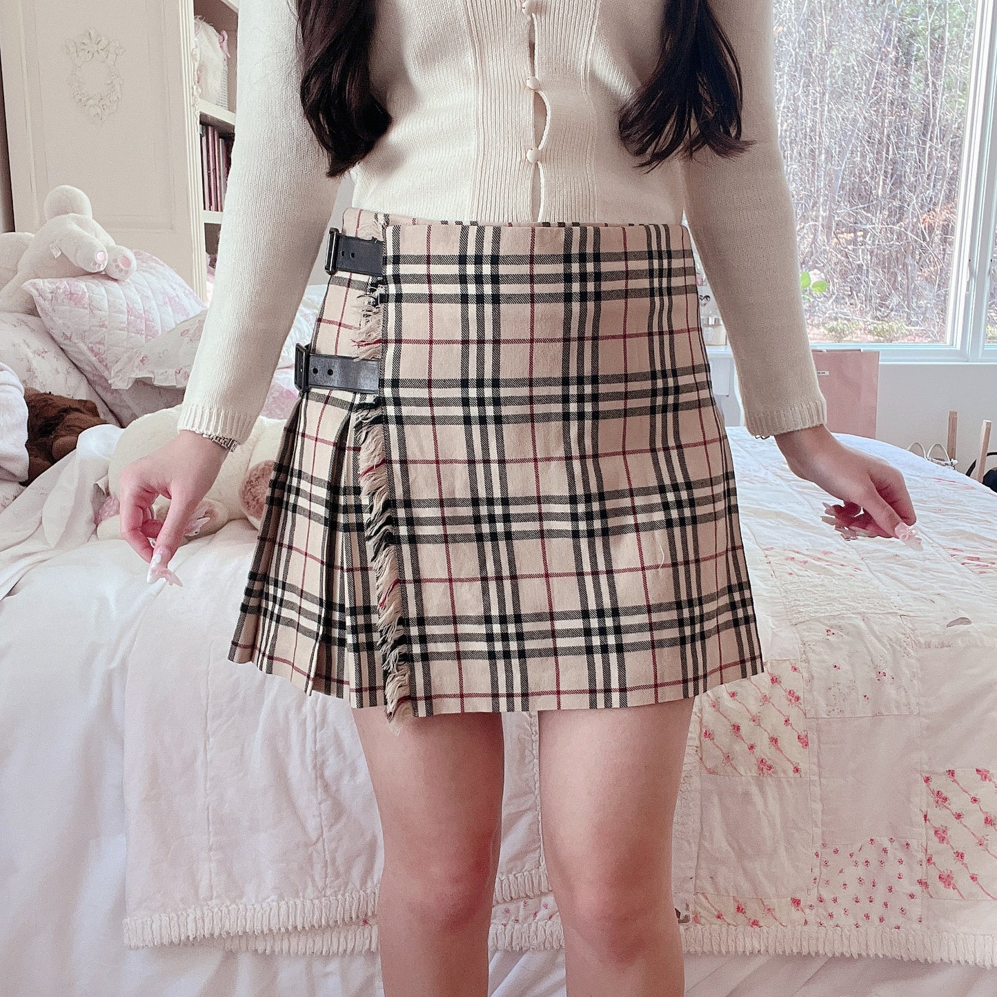 burberry blue label iconic plaid skirt