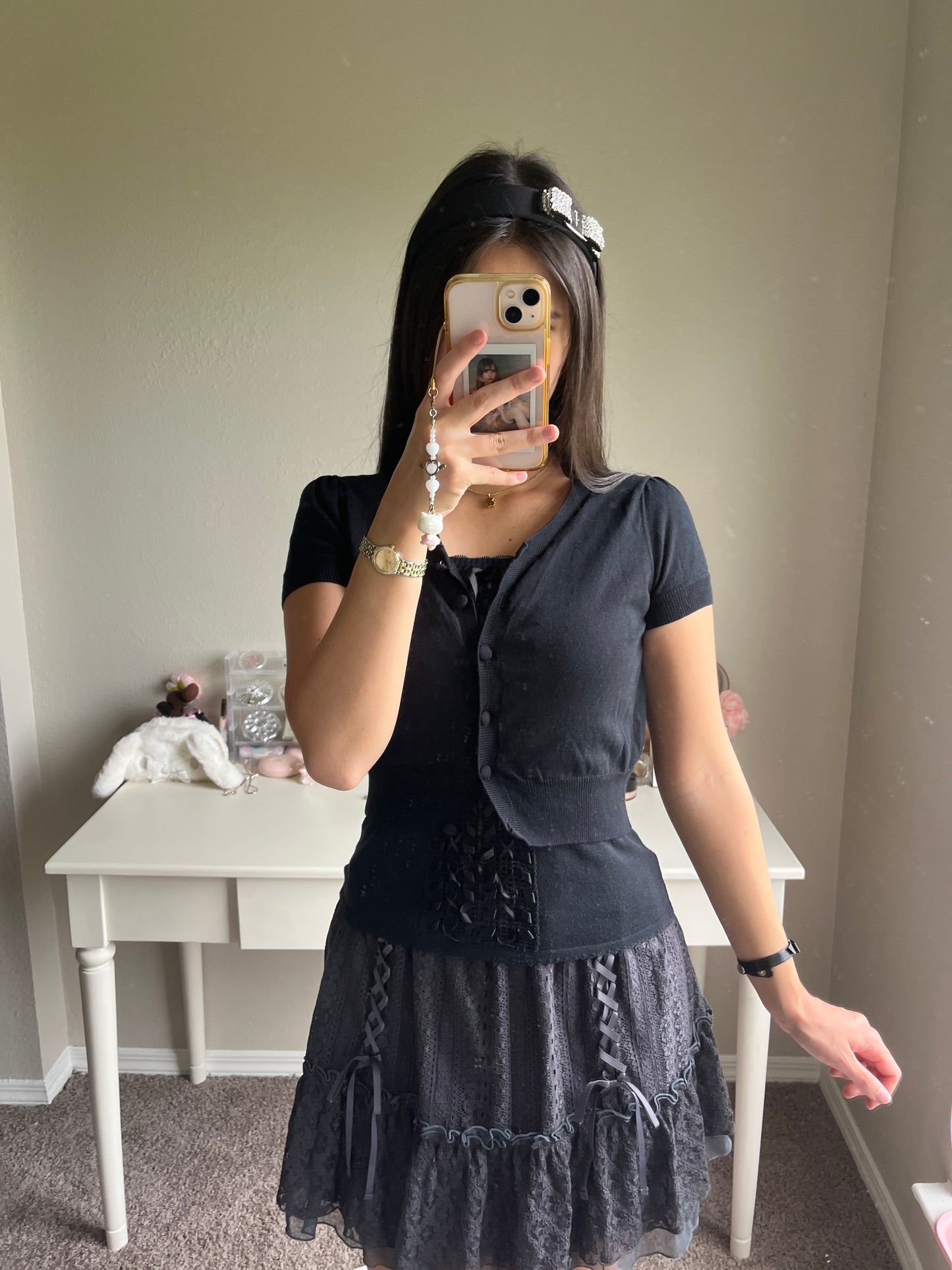 black cropped mini cardigan