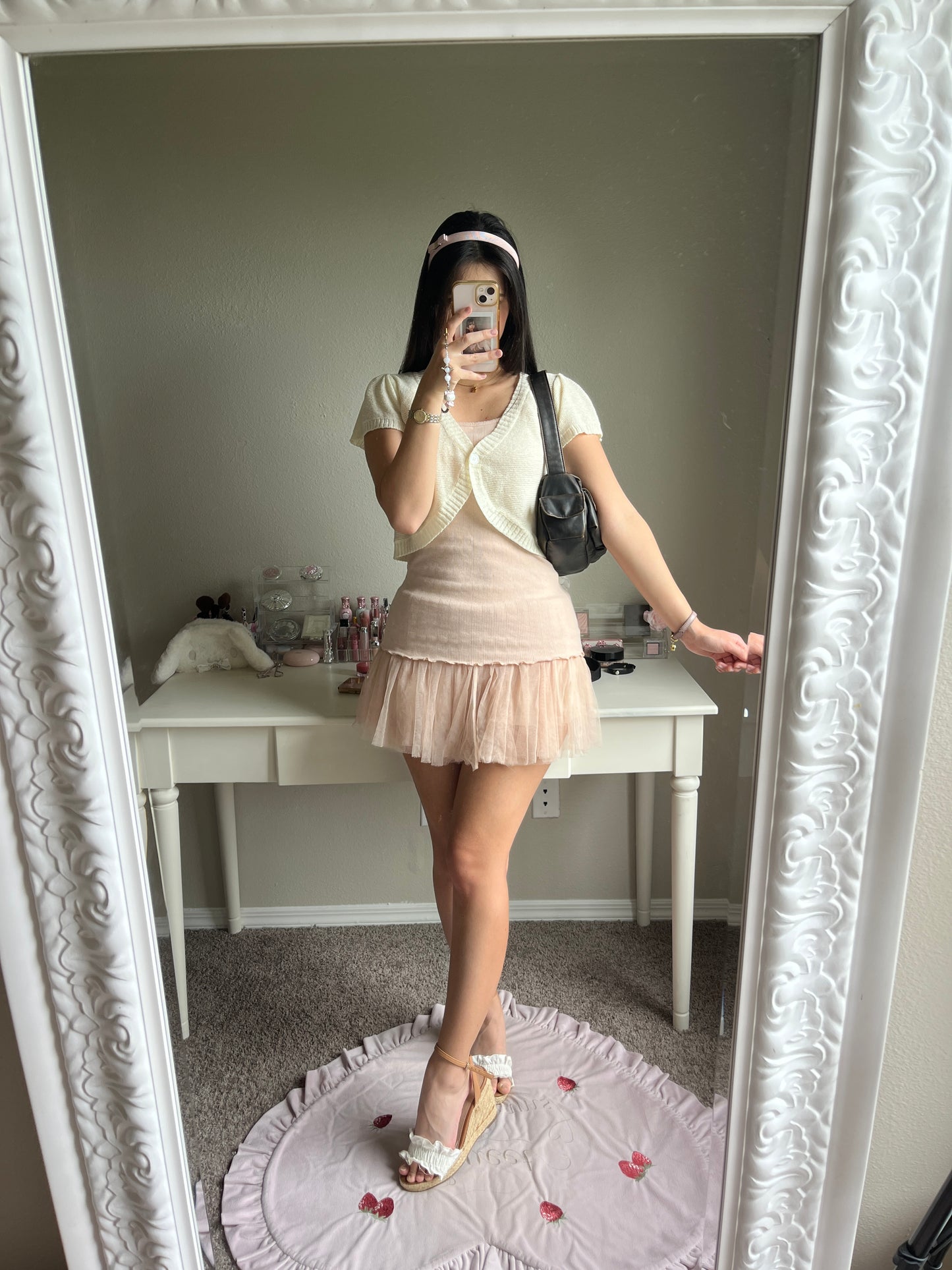 dusty pink tulle mini skirt