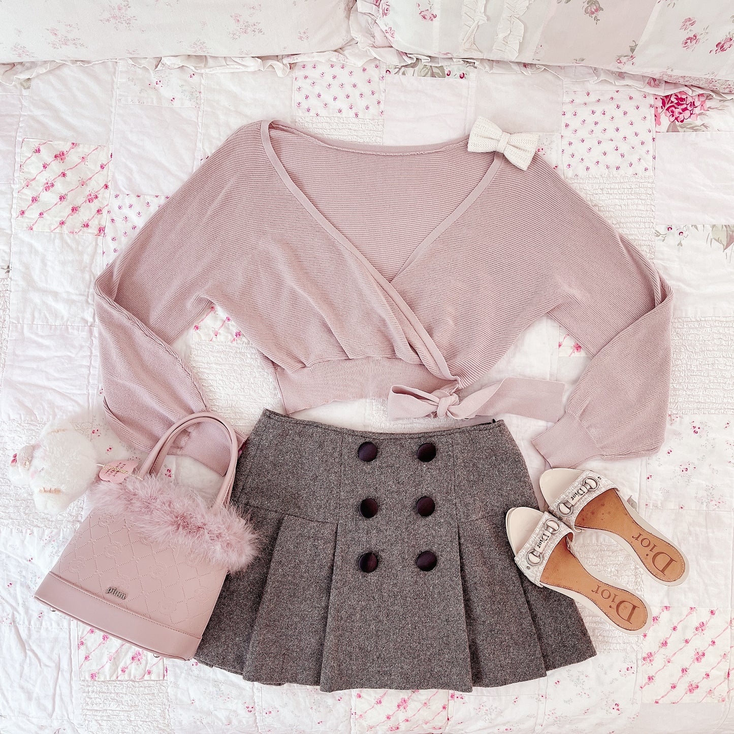 dusty pink wrap style cardigan