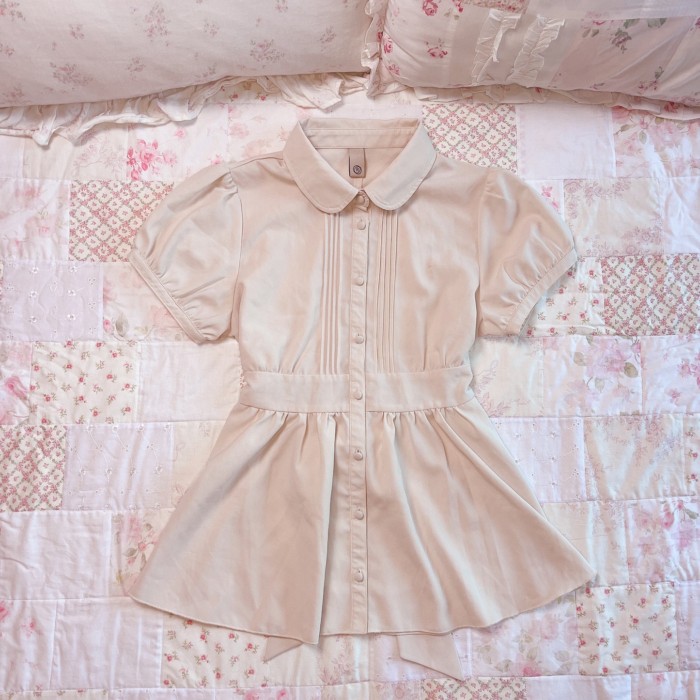 back ribbon babydoll blouse