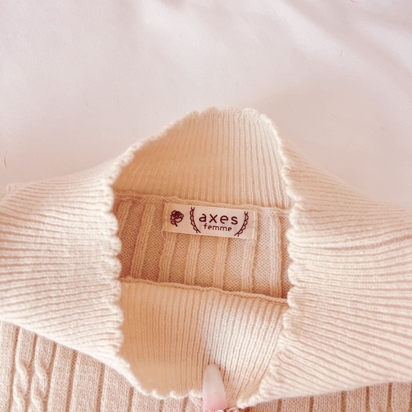 axes femme cream high knit top