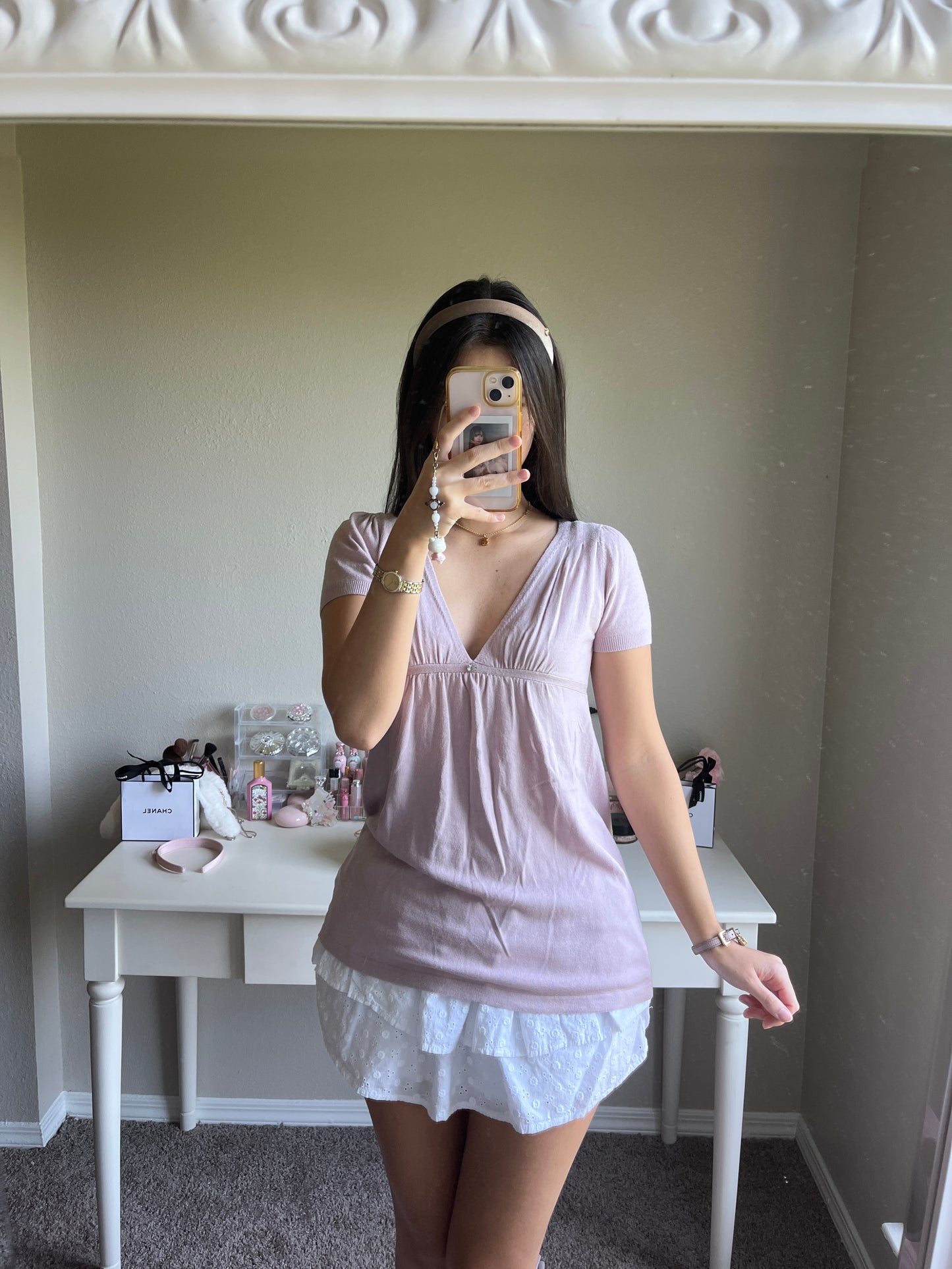 lavender mauve vneck knit