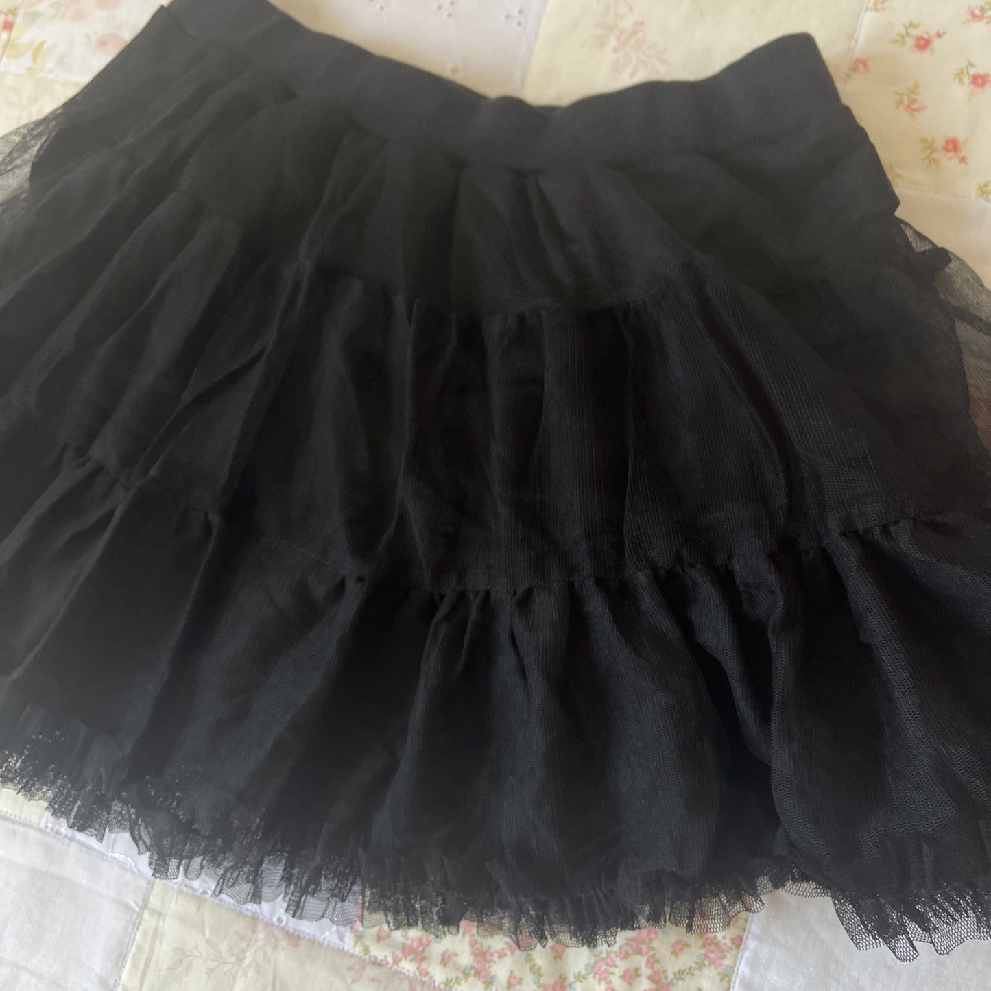 black tulle miniskirt