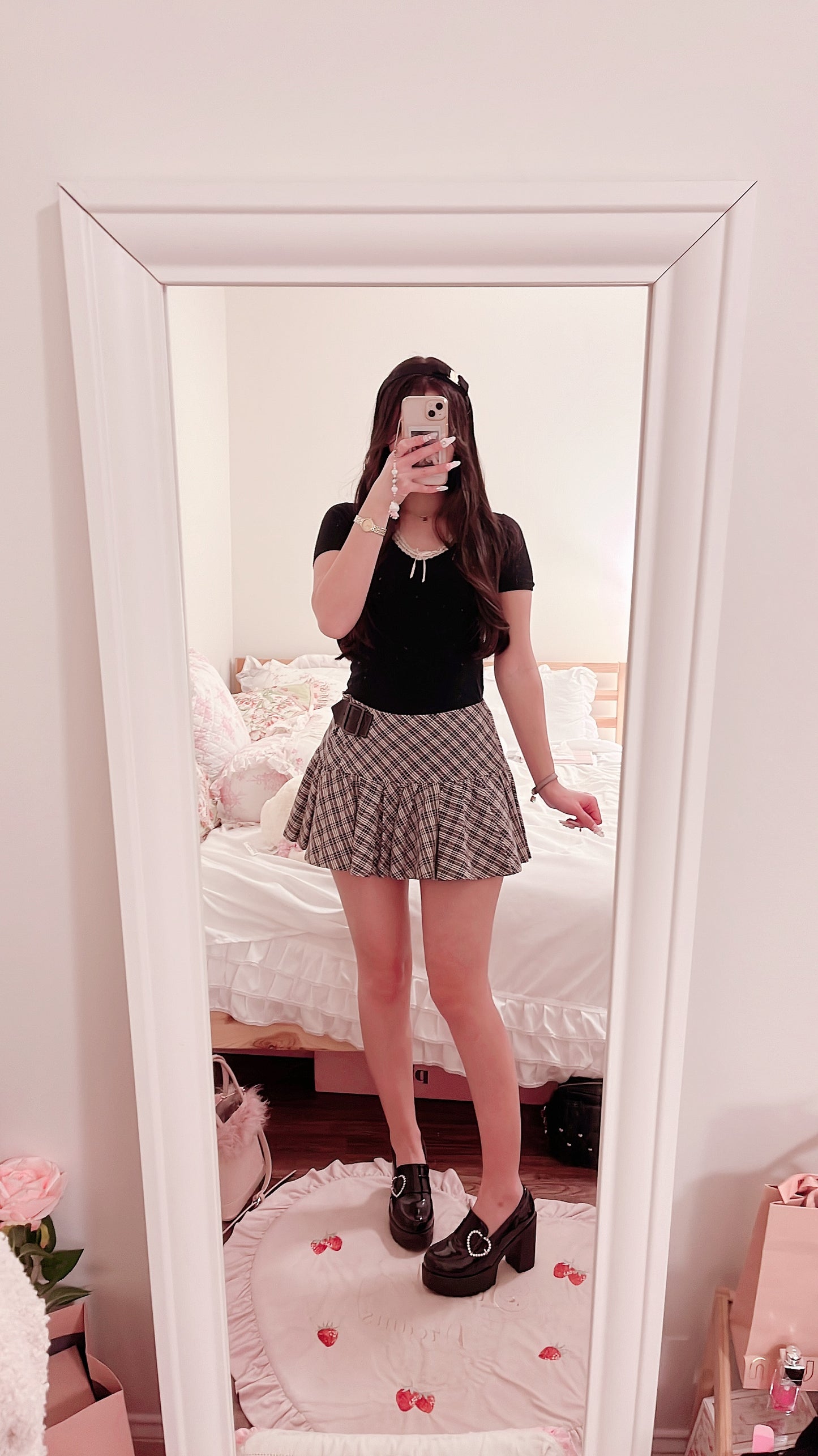 burberry blue label navy plaid culottes