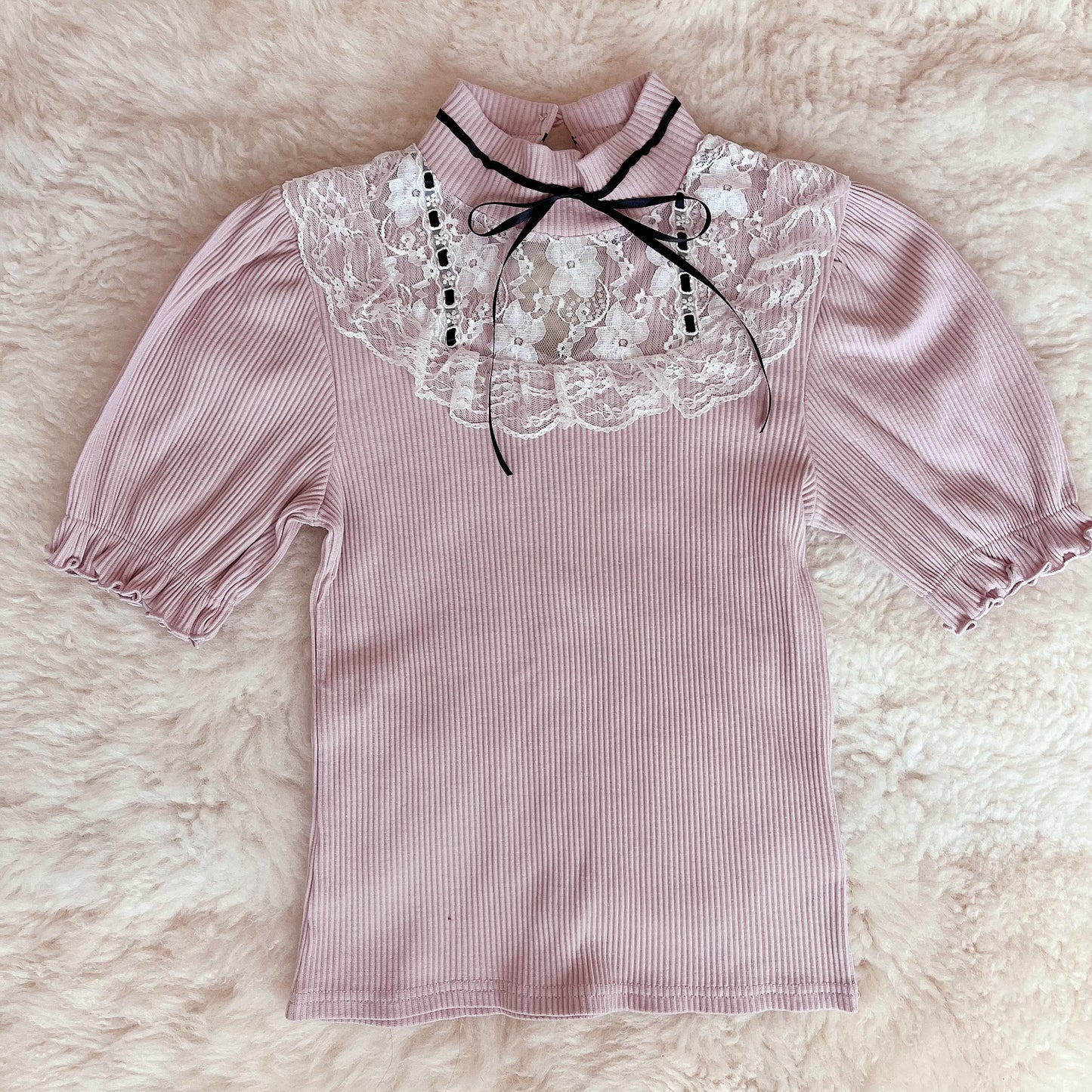 ank rouge lace bib pink knit