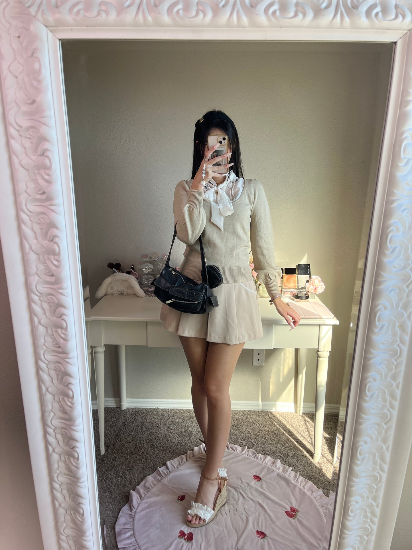 beige layered accent top