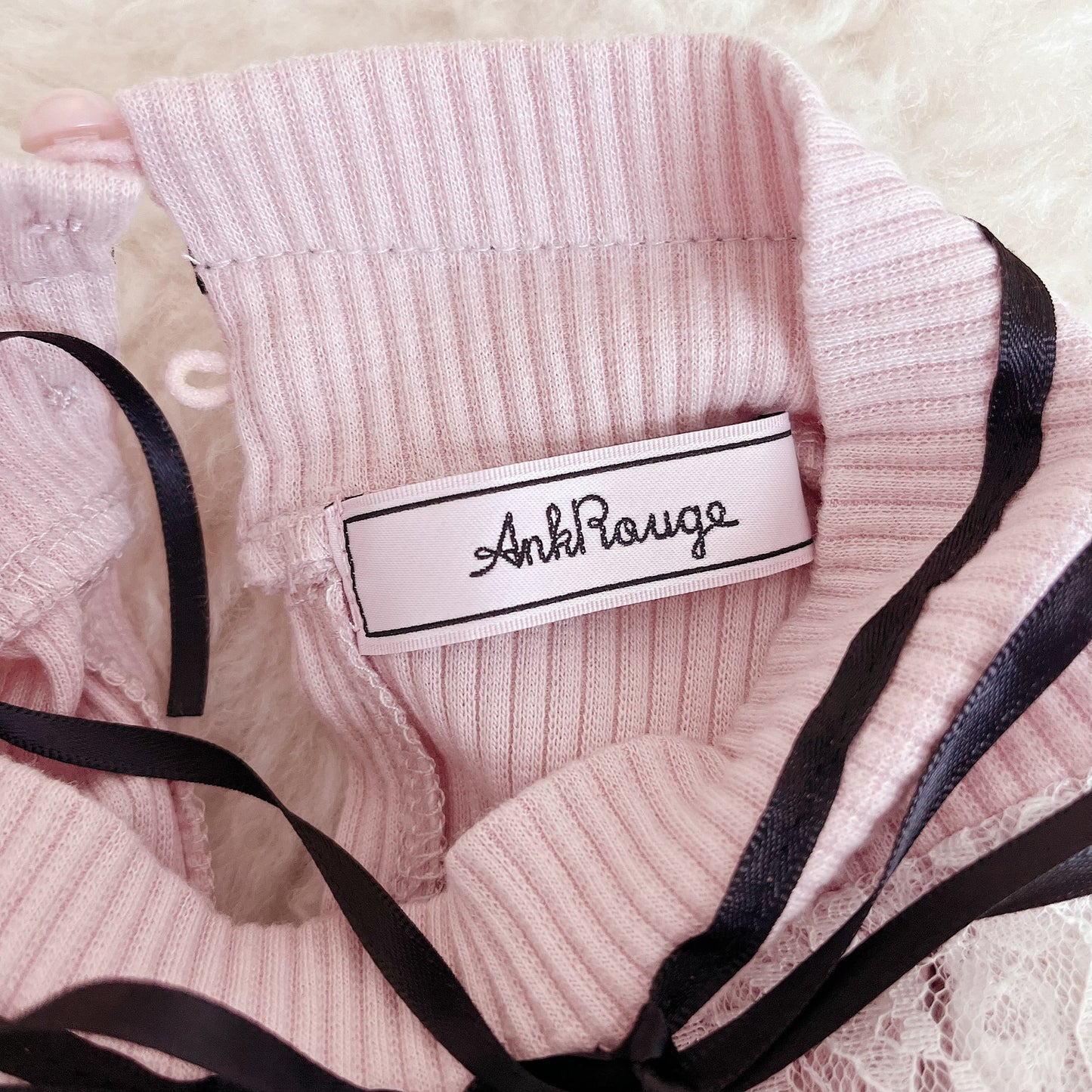 ank rouge lace bib pink knit