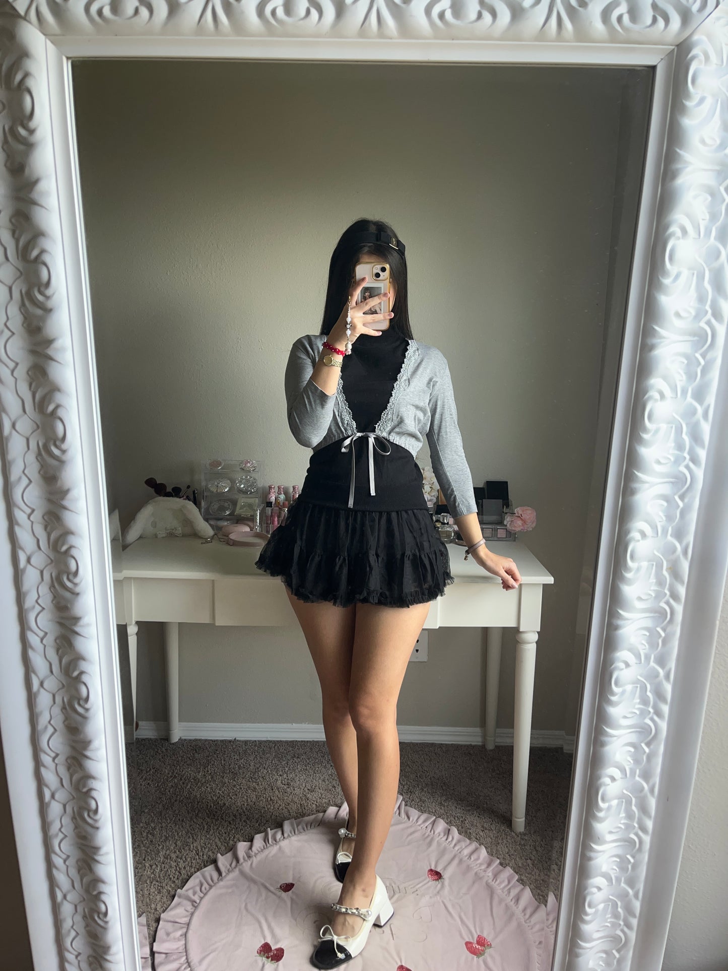 black tulle miniskirt