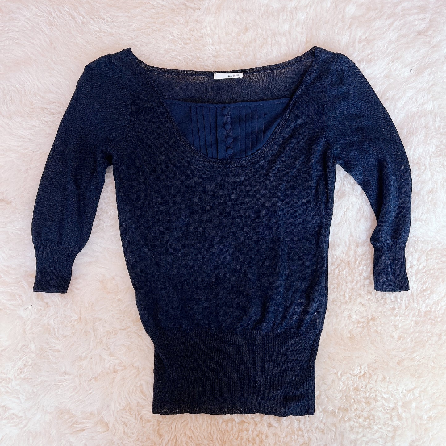 navy layered style milkmaid top