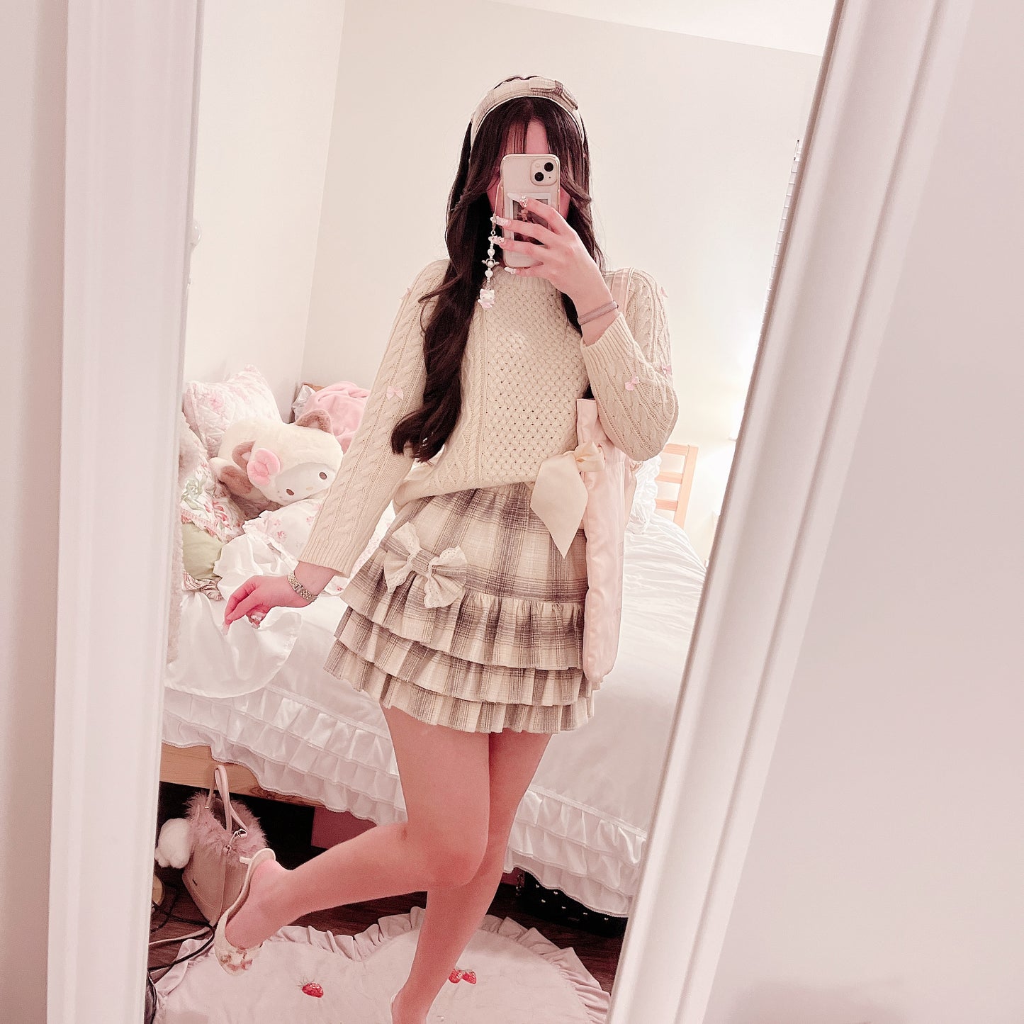 yamii sweet plaid skirt set