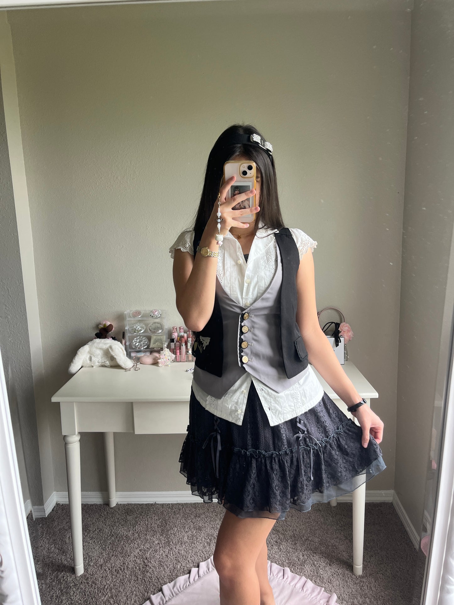 gray lace up cami dress