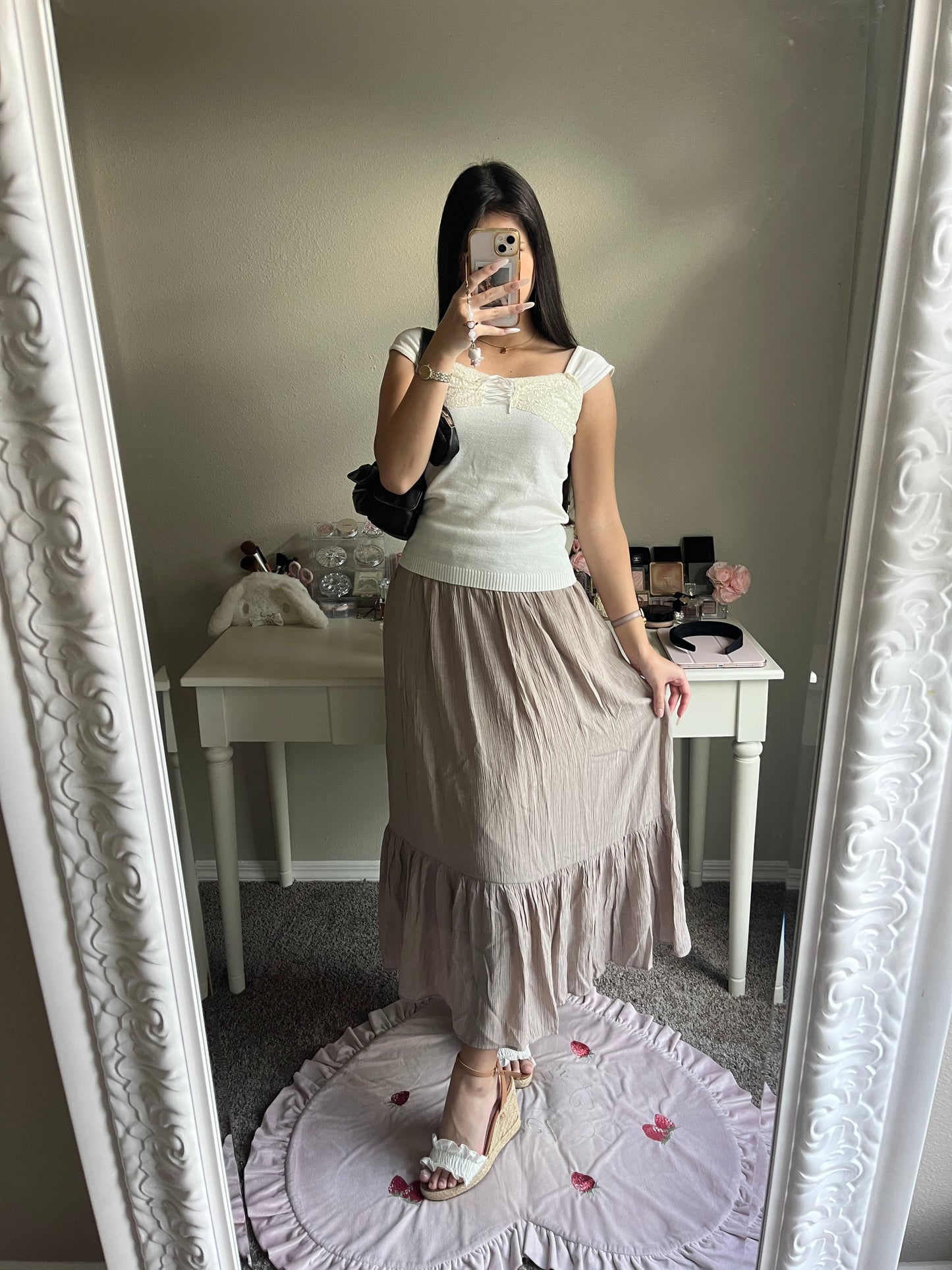 muted brown maxi skirt