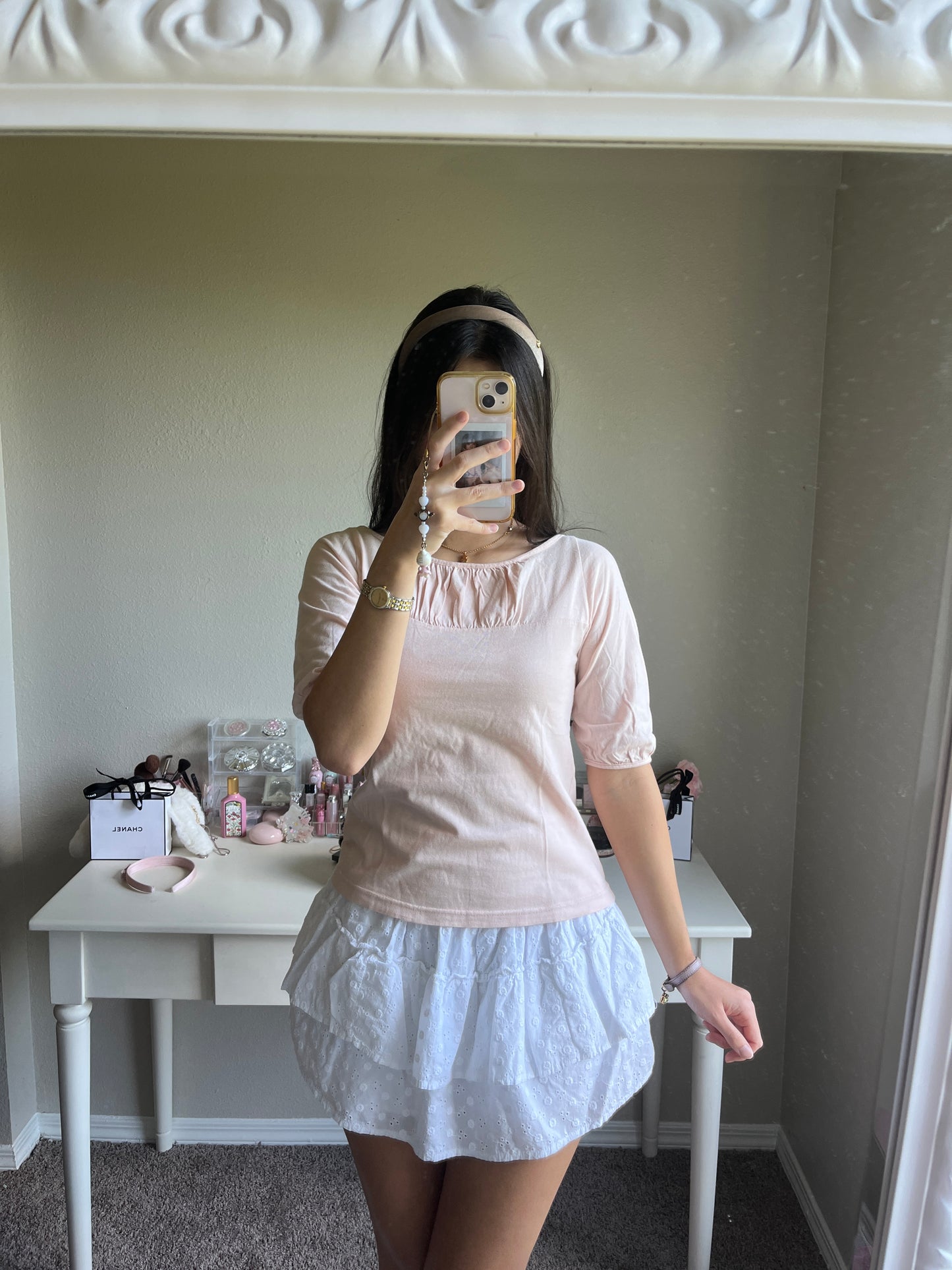 blush pink scoop neck top