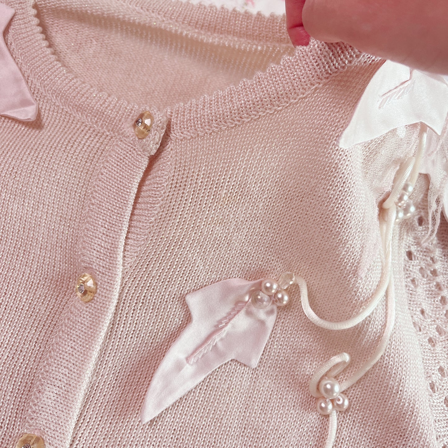 pink bauble knit cardigan