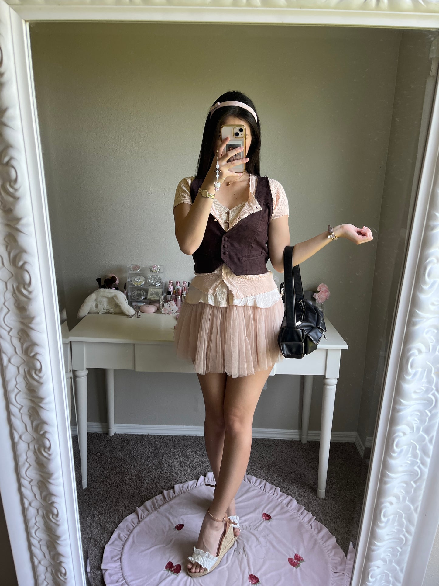 brown fitted bustier vest