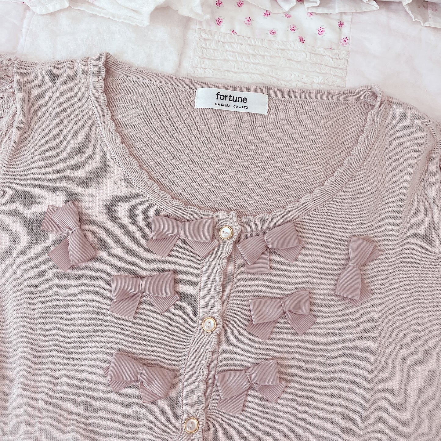 ribbon accent mini cardigan