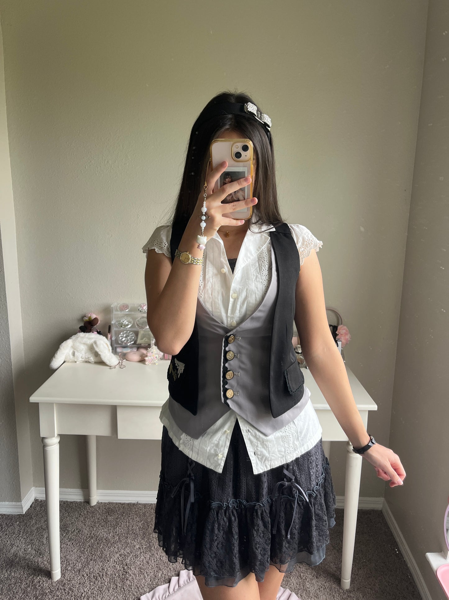 axes femme black and gray bustier vest