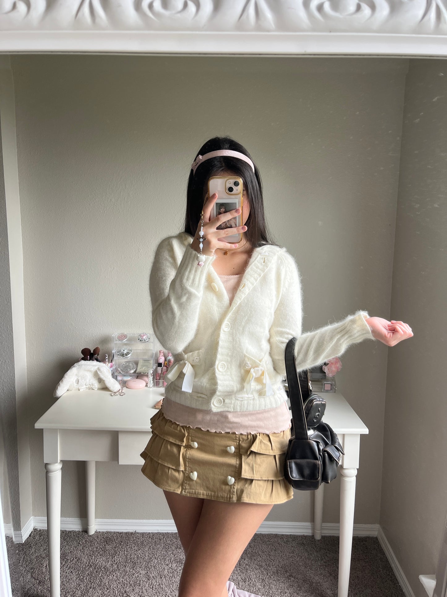 soft angora cream hoodie