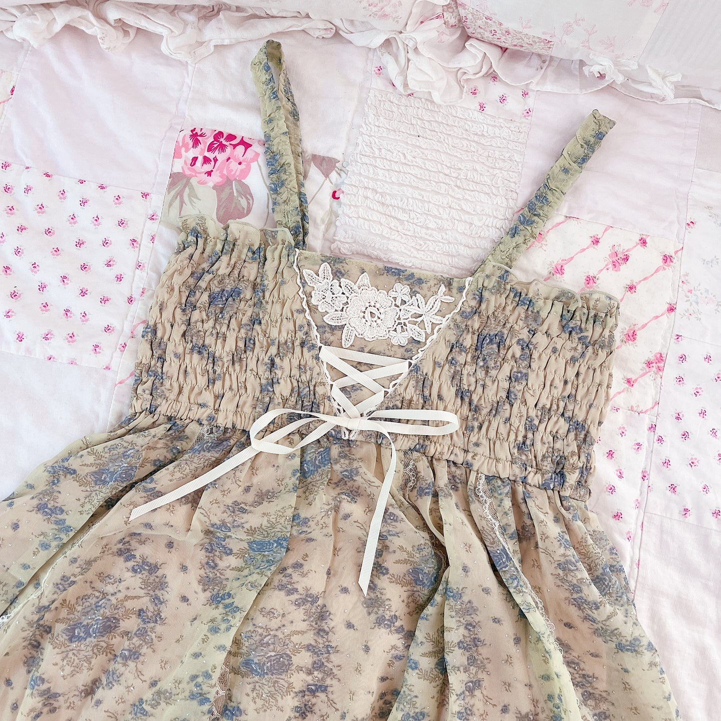green and blue jellyfish mini dress