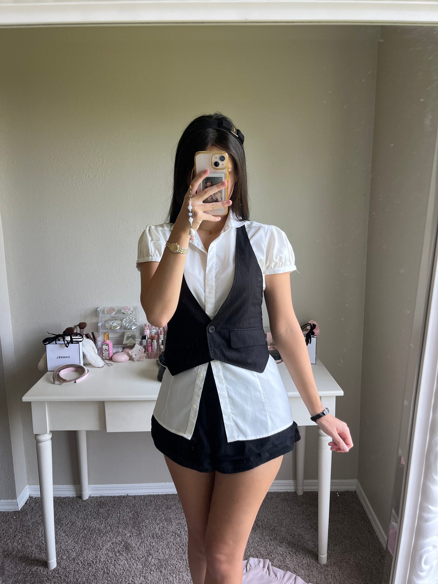 black mini bustier vest