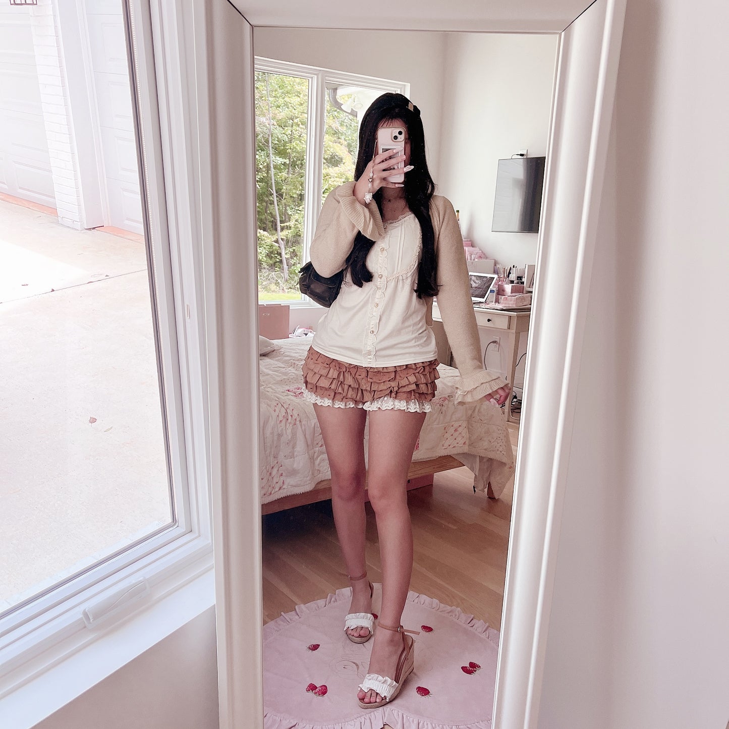 cream bib accent camisole