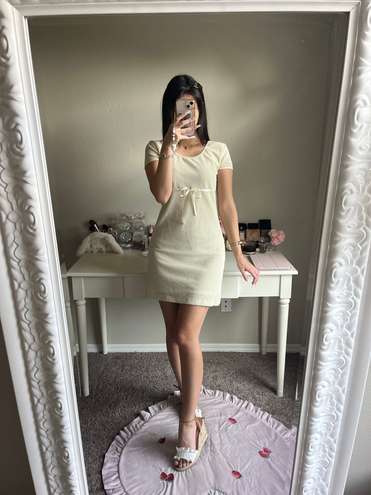 cream soft retro dress