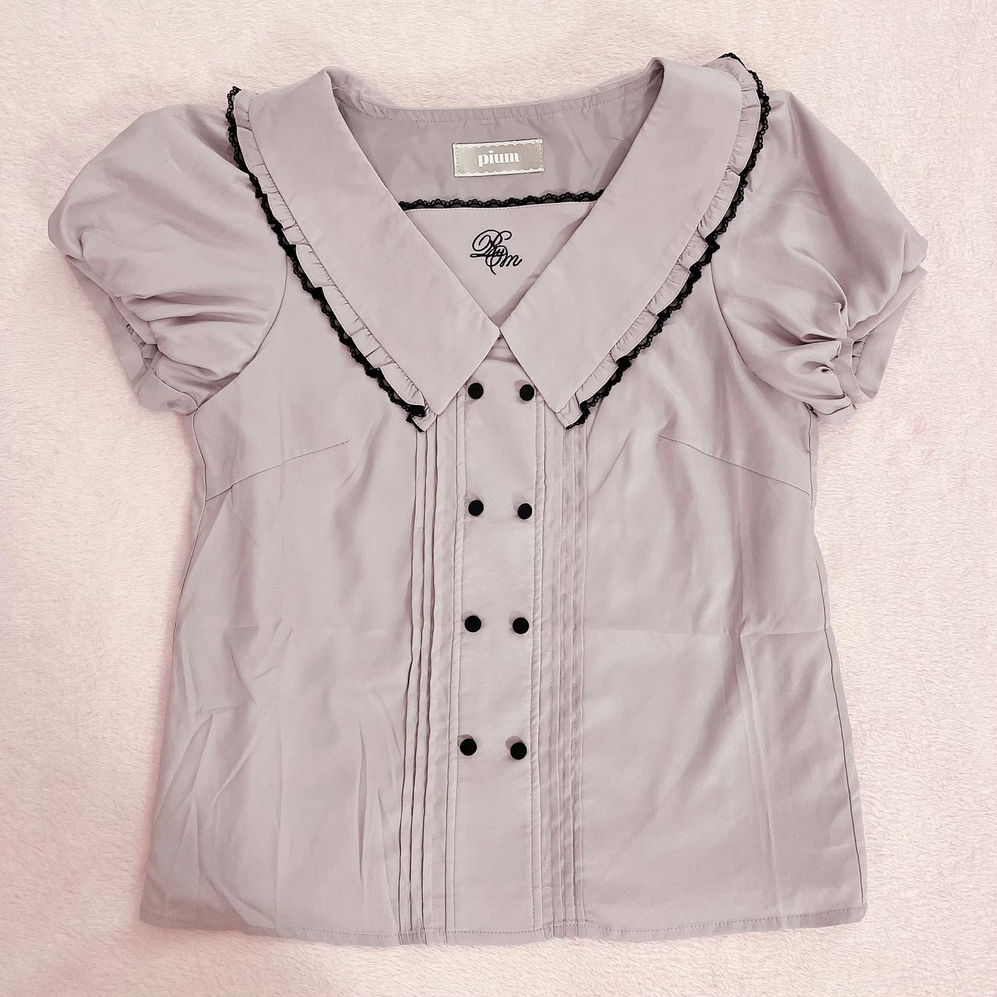 pium lavender short sleeve blouse
