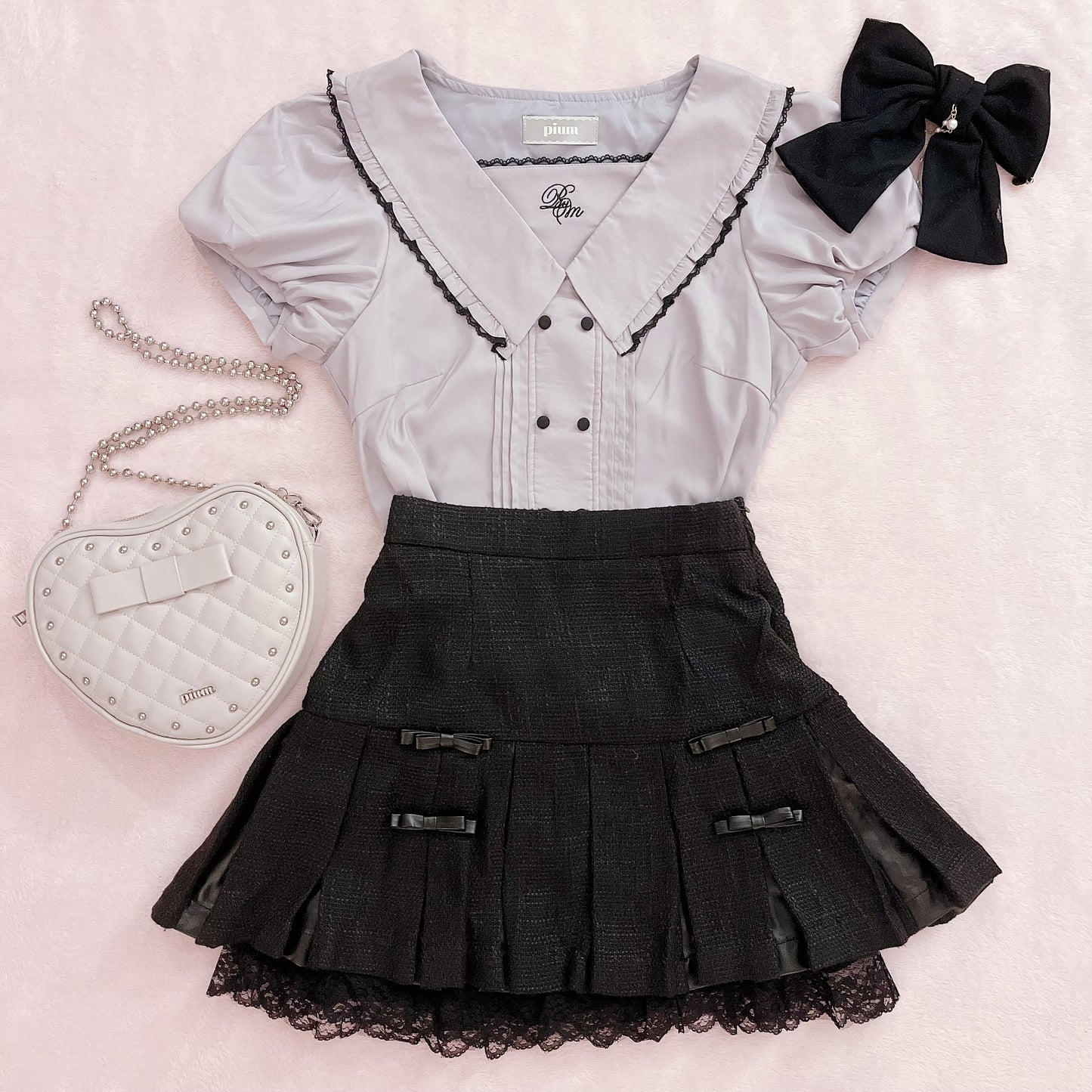 pium lavender short sleeve blouse