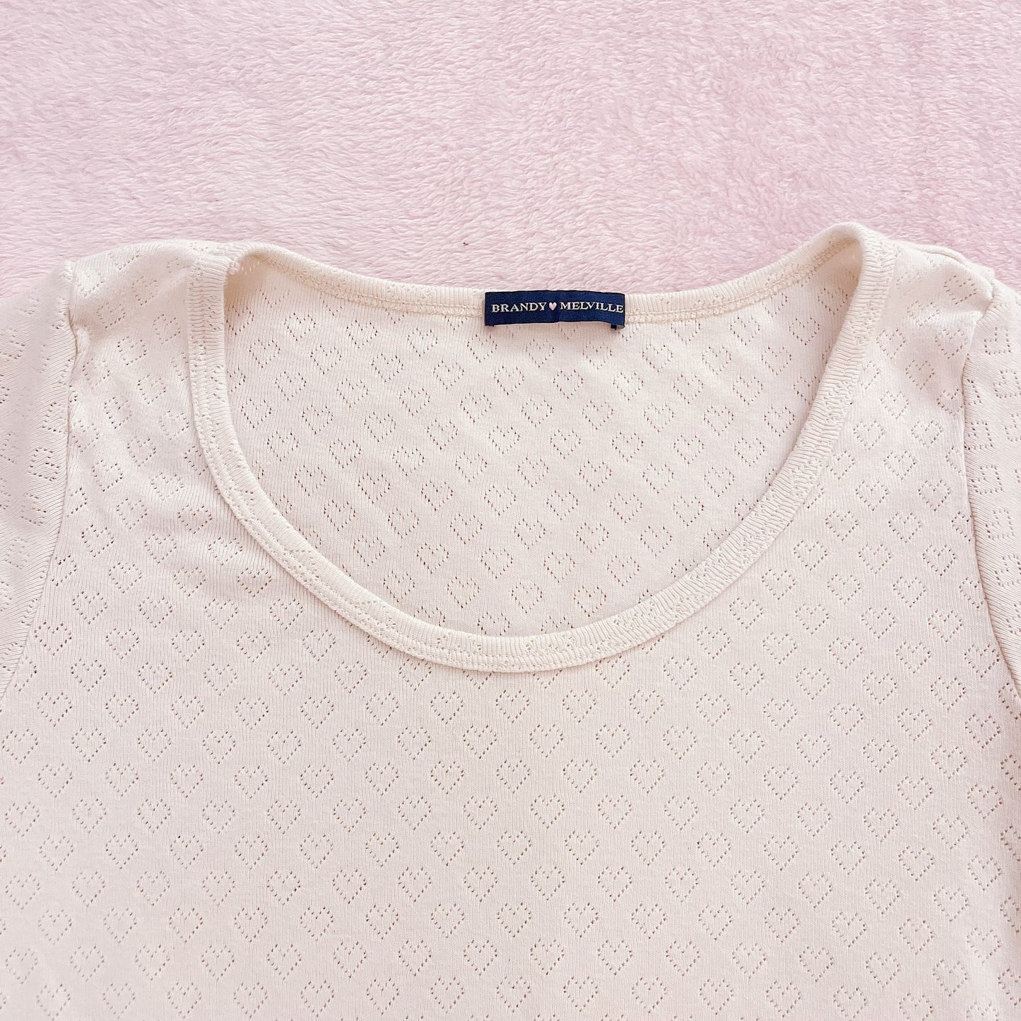brandy melville cream pointelle top